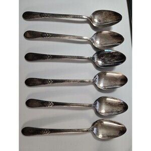 6 Silver Plate Teaspoons 1847 Rogers Bros Adoration 1930